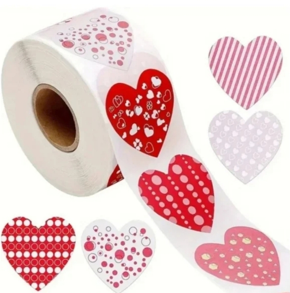 500 Pieces Roll Heart Sealing Sticker - Picture 1 of 7